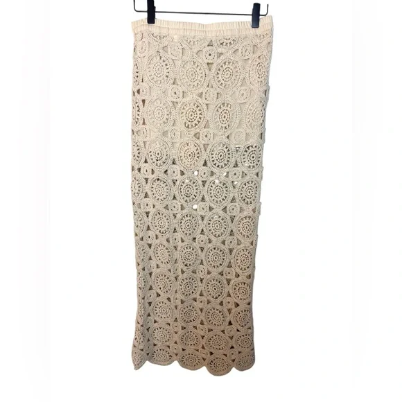 NWOT Zara Off white Crochet Pencil skirt S - Picture 9 of 9